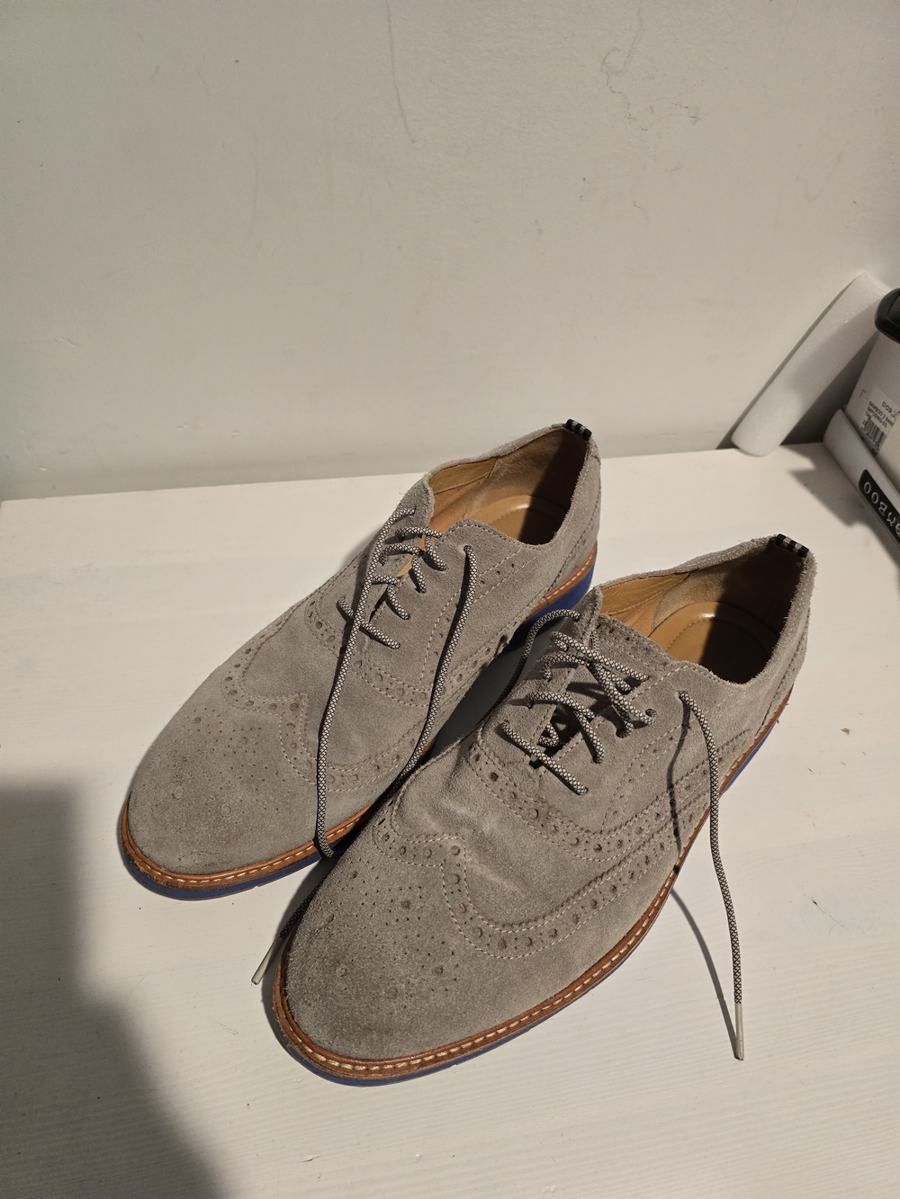 Cole Haan Men's Gray Suede Wingtip Oxfords